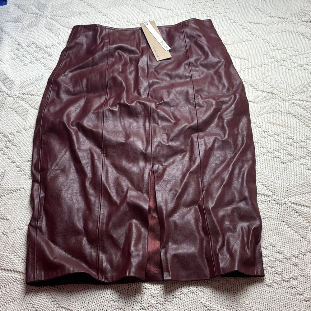 DO+BE Deep Red Leather Pencil Skirt